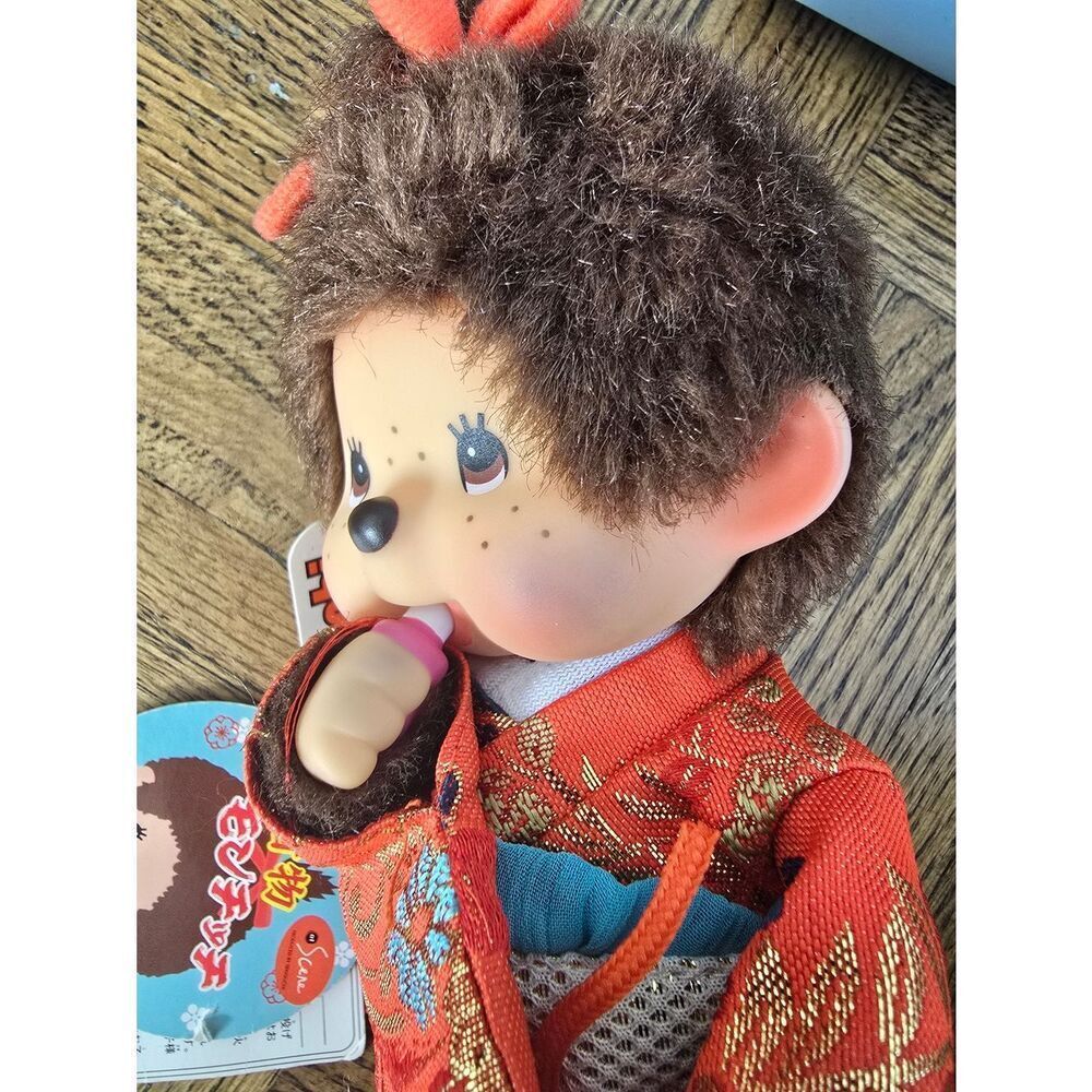 NWT Vintage Red Kimono Monchhichi Doll with Bow - Picture 6 of 8